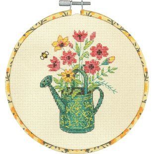 72-76319 Набір для вышивання хрестом Watering Can Лейка з квітами DIMENSIONS з п'яльцями 1077713 фото