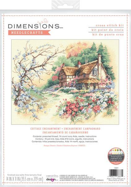 13687 Набір для вишивання хрестом Cottage Enchantment &bull; Чарівний будиночок, 28*36см, DIMENSIONS 1078440 фото