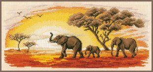 PN-0002317 Набір для вишивки хрестом Vervaco Elephants "Слони" 1073168 фото