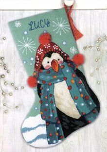 71-09160 Набір для вишивки нитками (гобелен) Чобіток Пінгвін Fuzzy Penguin Dimensions 1071437 фото