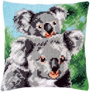 PN-0158399 Набір для вишивання хрестом (подушка) Vervaco Koala with baby "Коала з немовлям" 1073261 фото