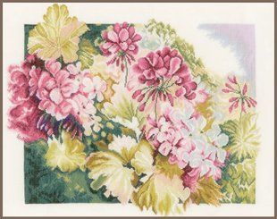 PN-0164073 Набір для вишивки хрестом LanArte Geraniums "Герані" 1064041 фото
