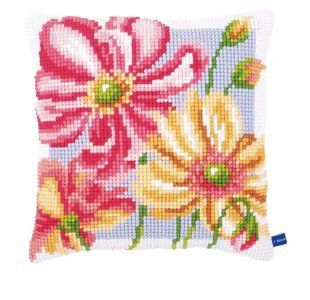 PN-0154564 Набір для вишивання хрестом (подушка) Vervaco Colourful flowers "Барвисті квіти" 1064417 фото