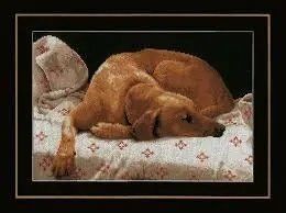 PN-0164050 Набір для вишивки хрестом LanArte Sleeping Dog "Пес, що спить" 1064405 фото