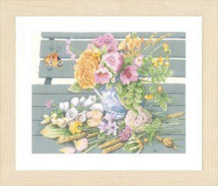 PN-0147504 Набір для вишивки хрестом LanArte Flowers on bench "Квіти на лавці" 1071259 фото