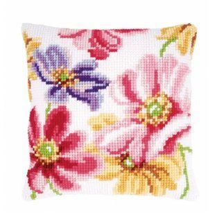 PN-0154104 Набір для вишивання хрестом (подушка) Vervaco Colourful flowers "Барвисті квіти" 1064418 фото