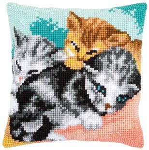PN-0165781 Набір для вишивання хрестом (подушка) Vervaco Cute kittens "Милі кошенята" 1070594 фото