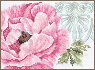 PN-0008202 Набір для вишивки хрестом LanArte Pink flower with ornament "Рожева квітка з орнаментом" 1071853 фото