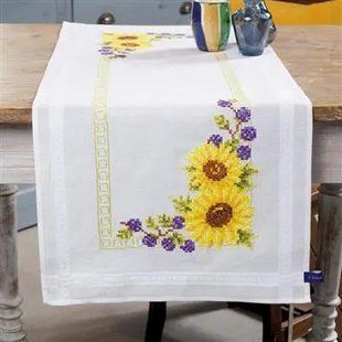 PN-0147030 Набір для вишивання хрестом (доріжка на стіл) Vervaco Sunflowers "Соняшники" 1066492 фото