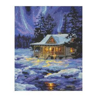 71-20072 Набір для вишивання (гобелен) DIMENSIONS Winter Sky Cabin "Зимова хата" 1065440 фото