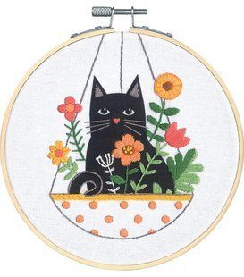72-76916 Набір для вишивання гладдю DIMENSIONS Learn-a-Craft Cat Plant Кашпо для кошек з п'яльцями 1077730 фото