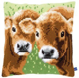 PN-0155007 Набір для вишивання хрестом (подушка) Vervaco Two calves "Два теляти" 1068195 фото