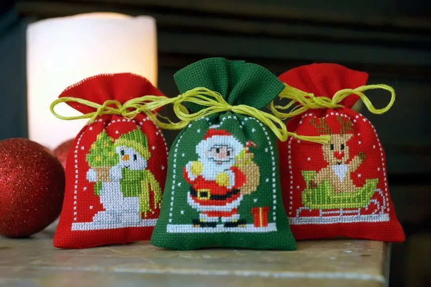 PN-0172635 Набір для вишивання хрестом (мішечки для саше) Vervaco Christmas figures "Різдвяні фігурки" 1068470 фото