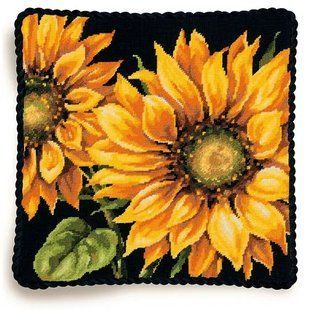 71-20083 Набір для вишивання подушки (гобелен) DIMENSIONS Dramatic Sunflower "Яскравий соняшник" 1065444 фото