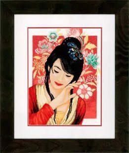 PN-0150000 Набір для вишивки хрестом LanArte Asian Flower Girl "Азіатська дівчина у квітах" 1061872 фото