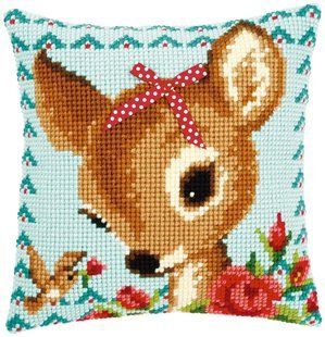 PN-0149899 Набір для вишивання хрестом (подушка) Vervaco Bambi with a bow "Бембі з бантом" 1071308 фото