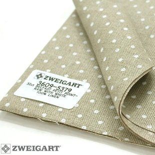 3609/5379 Belfast Petit Point 32 кар. (36х46см) сирий льон в білий горошок, канва Zweigart 1054274 фото