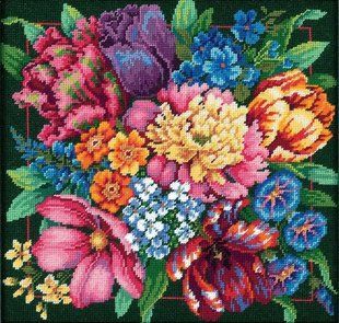 72-120011 Набір для вишивання подушки (гобелен) DIMENSIONS Floral Splendor "Квітковий блиск" 1065451 фото