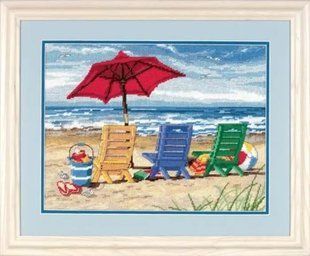 72-120022 Набір для вишивання (гобелен) DIMENSIONS Beach Chair Trio "Тріо пляжних крісел" 1065454 фото