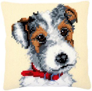 PN-0169611 Набір для вишивання хрестом (подушка) Vervaco Dog with red collar "Собака з червоним нашийником" 1070621 фото