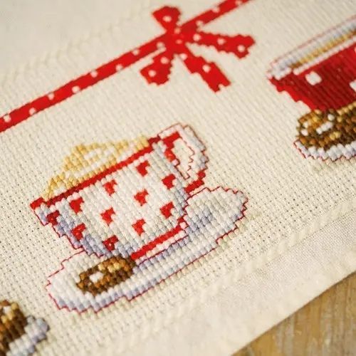 PN-0149144 Набір для вишивання хрестом (скатертина) Vervaco Afternoon Tea or a Small Get Together "За чашечкою кави" 1060364 фото