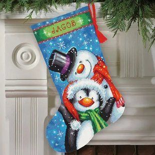 71-09153 Набір для вишивання (гобелен) DIMENSIONS Polar Pals. Stocking "Полярні друзі. Панчоха" 1065437 фото