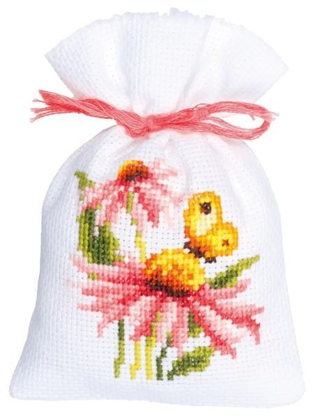 PN-0150042 Набір для вишивання хрестом (мішечки для саше) Vervaco Echinacea and Butterflies "Ехінацея та метелики" 1068475 фото