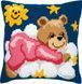 PN-0008574 Набір для вишивання хрестом (подушка) Vervaco Pink Nightime Bear "Ведмедик у рожевому на хмаринці"