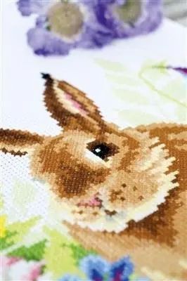 PN-0149065 Набір для вишивання хрестом (доріжка на стіл) Vervaco Hare in Flowers "Заєць та квіти" 1062785 фото