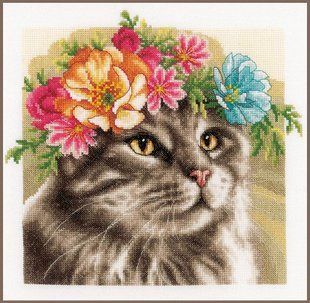 PN-0191867 Набір для вишивки хрестом LanArte Flower crown Maine coon "Квіткова крона Мейн-кун" 1073274 фото