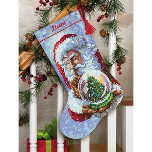 70-08985 Набір для вишивання нитками Чобіток Снігова куля Санти Santa 19s Snow Globe Dimensions. 1071434 фото