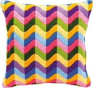 PN-0010866 Набір для вишивання гладдю (подушка) Vervaco Colourful Waves "Кольорові хвилі" 1066479 фото