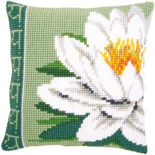 PN-0156009 Набір для вишивання хрестом (подушка) Vervaco White lotus flower "Біла квітка лотоса" 1068452 фото