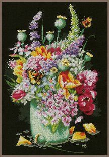 PN-0183477 Набір для вишивки хрестиком Lanarte, 27х39, Аїда 14, Flower power bouquet 1070646 фото