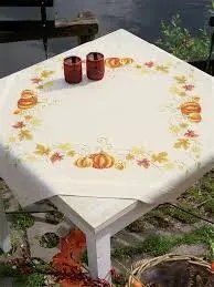 PN-0147423 Набір для вишивання хрестом (скатертина) Vervaco Pumpkins "Гарбузи" 1062780 фото