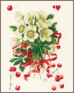 PN-0183502 Набір для вишивки хрестиком Lanarte, 22х34, тканина 27, A hellebores gift 1070722 фото