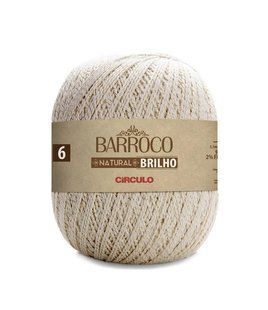 20 BARROCO BRILHO 6 GOLD пряжа (98%бавовна, 2 % металік, 400гр. 433м. ), натуральний 1075732 фото