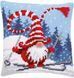PN-0172809 Набір для вишивання хрестом (подушка) Vervaco Christmas gnome skiing "Різдвяний гном на лижах" 1070625 фото 1