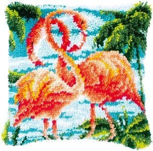 PN-0186006 Набір для вишивання подушки (килимарство) Vervaco Flamingos "Фламінго" 1073260 фото