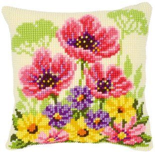 PN-0143708 Набір для вишивання хрестом (подушка) Vervaco Flowers field poppies "Квіти польові маки" 1071903 фото