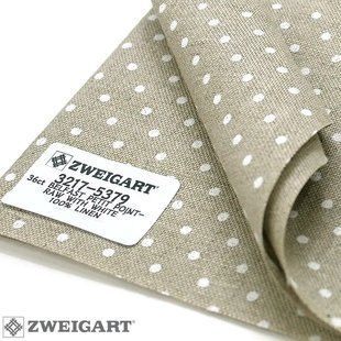 3217/5379 Edinburgh Petit Point 36 (ширина 140см) льон у білий горошок , канва Zweigart 1051885 фото