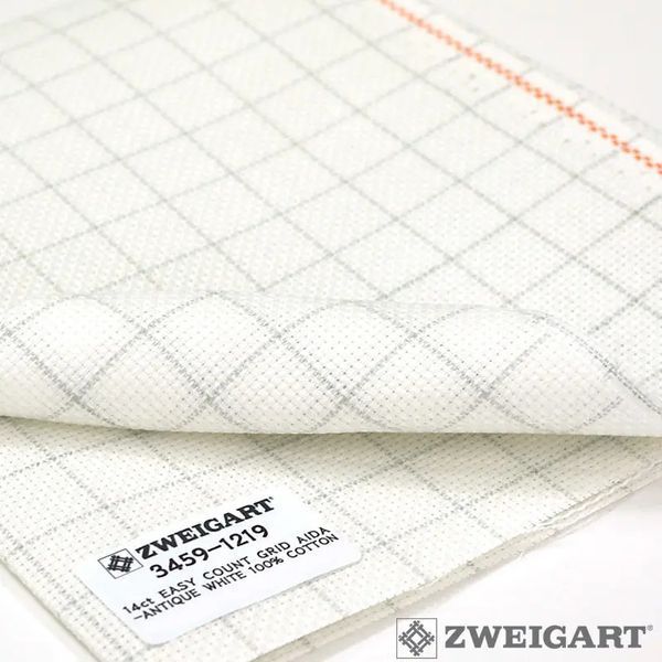 3459/1219 Easy Count Grid Aida 14 (ширина 110см), біла з розміткою, що змивається, канва Zweigart 20116 фото