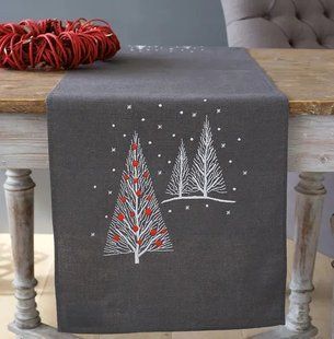 PN-0158415 Набір для вишивання гладдю (доріжка на стіл) Vervaco Christmas Trees "Різдвяні ялинки" 1060430 фото