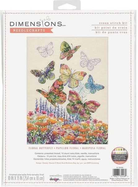 70-35448 Набір для вишивання хрестиком Flower butterflies/Квіткові метелики DIMENSIONS 1080575 фото