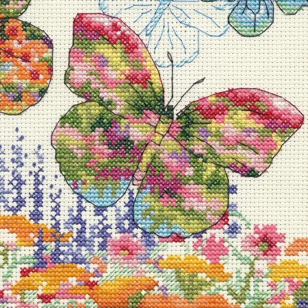 70-35448 Набір для вишивання хрестиком Flower butterflies/Квіткові метелики DIMENSIONS 1080575 фото
