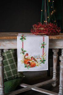PN-0147403 Набір для вишивання хрестом (доріжка на стіл) Vervaco Robins in winter "Снігурі взимку" 1073744 фото