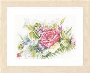 PN-0156942 Набір для вишивки хрестом LanArte Watercolor flowers "Акварельні квіти" 1062722 фото