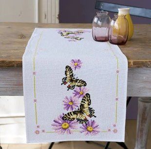PN-0153766 Набір для вишивання хрестом (доріжка на стіл) Vervaco Butterflies "Метелики" 1060378 фото