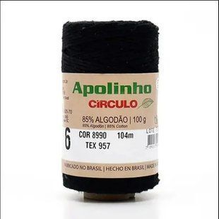 8990 APOLINHO 6 пряжа (85% бавовна , 15% інші волокна 100гр. 101м.), чорний 1077981 фото