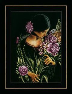 PN-0165378 Набір для вишивки хрестом LanArte Woman & flowers "Жінка та квіти" 1064870 фото